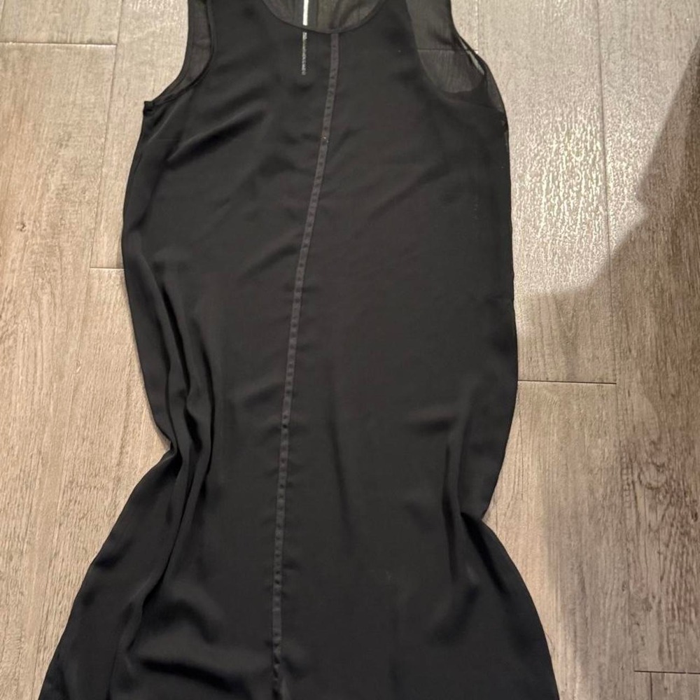 Vintage y2k 2000s DKNY black sheer dress with zipper detail. Size S